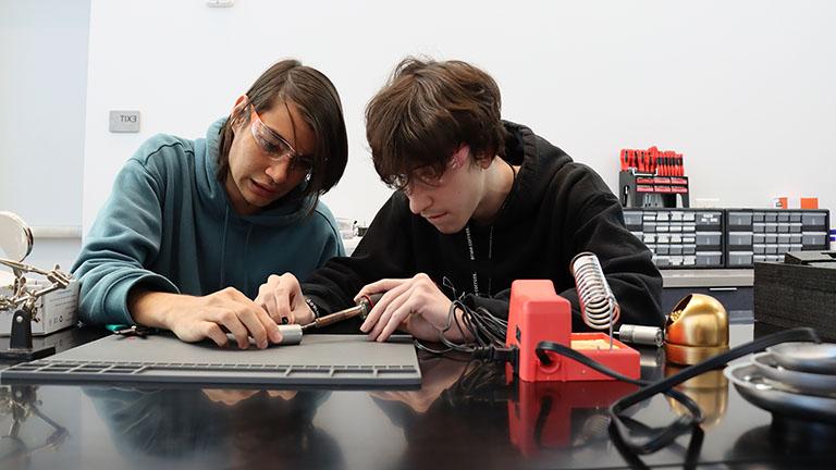 Students studying mechatronics